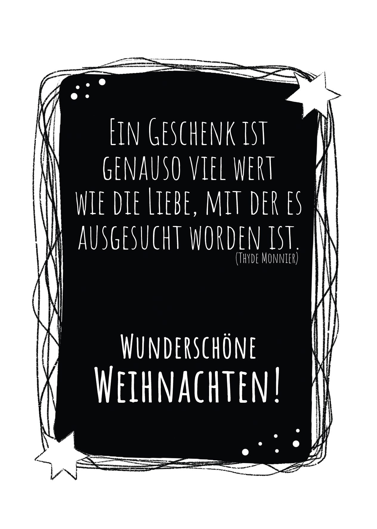 Weihnachtskarte BLACK & WHITE Geschenk, A6 (Kopie)