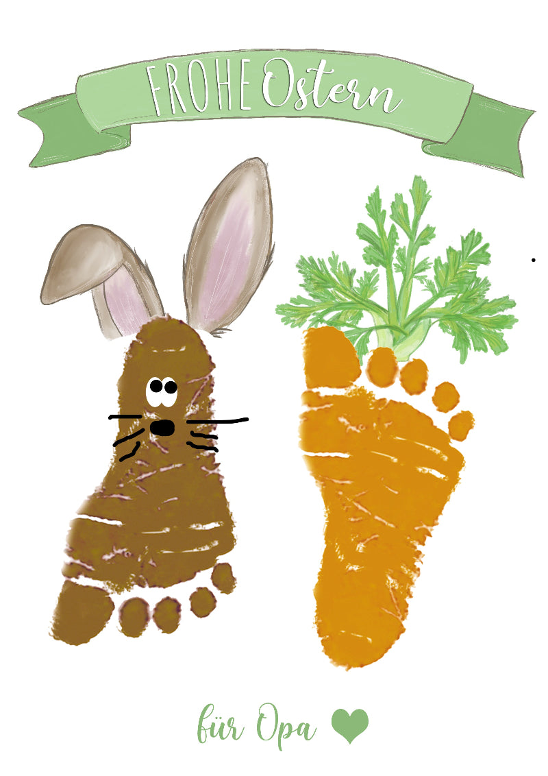 Ostergeschenk Großeltern Handabdruck und Fußabdruck, kostenlos Geschenkidee Ostern
