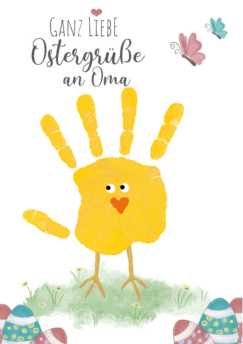 Oster Handabdruck und Fußabdruck Set, digitaler Download, Vorlage zum Ausdrucken und selbermachen, Ausmalbild Küken, Osterhase, Lamm, Osterlamm, Ostereier, Hase