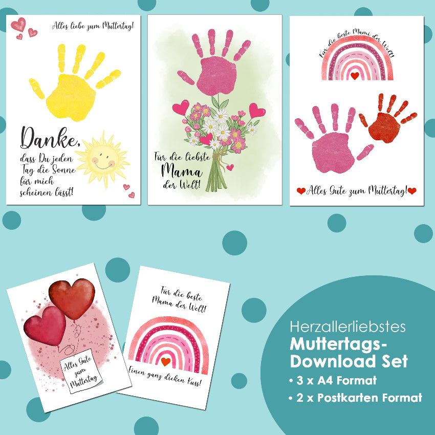 Handabdruck Vorlage gratis für Fingerfarben, Wasserfarben, Geschenkidee zum Muttertag, für die liebste Mami, Mama der Welt. Muttertagsgeschenk Diy Download zum Ausdrucken, Tipps, Gratis Deko, Glückwünsche