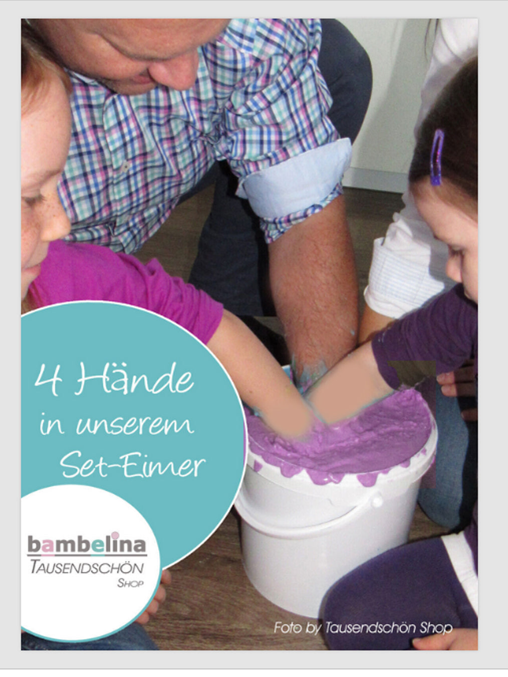 3D-Handabdruck-Set bambelina® für Familien, Gipsabdsdruck von 2 Erwachsenen und bis zu 3 Kinderhänden