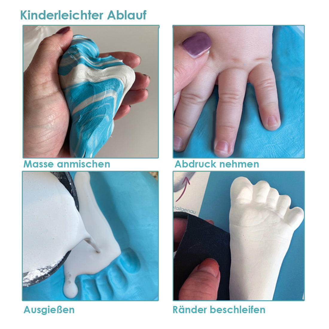 Handabdruck Set für Mehrfachabdrücke von Säugling/ Babys Hand und Fuß bis 12 cm