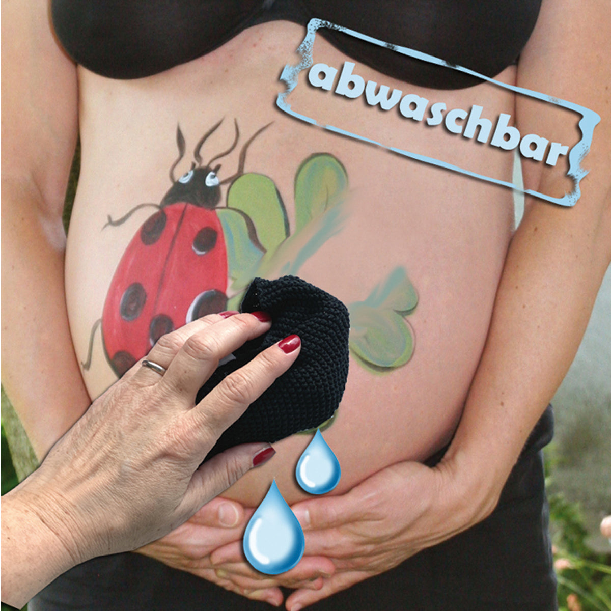 Schminkfarben für Babybauch Bemalung. Bellypainting mit Schwangerschaftsbauch. bambelina by Tausendschön