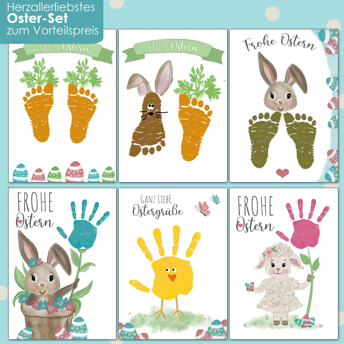 Ostern Handabdruck und Fußabdruck Druckvorlagen