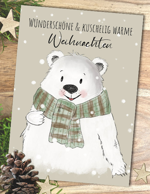 Weihnachtskarte ISBJÖRN der kuschelige Eisbär, A6