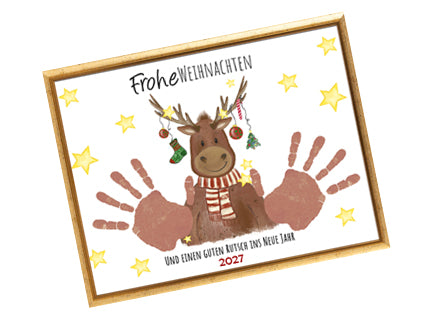 Vorlage Weihnachten Handabdruck Elch Rentier zum downloaden
