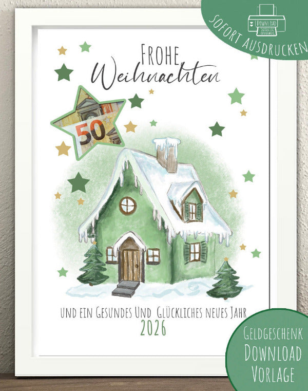 Geld zu Weihnachten verschenken mit dieser Geldgeschenk Download Vorlage zum ausdrucken