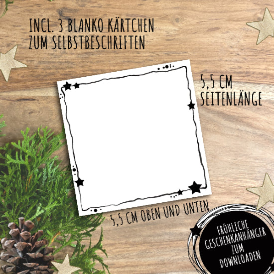 Anhänger schwarz weiß weihnachten diy download digital