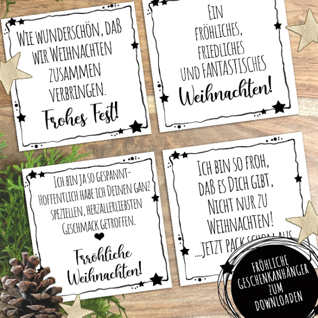 Geschenk Verpackung diy Weihnachten Glas Etikett lustige Sprüche download