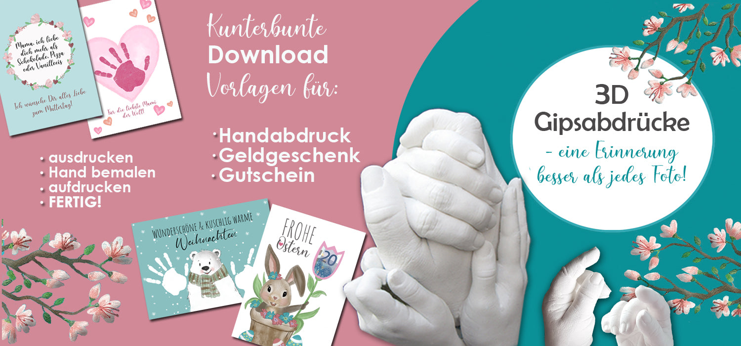 Gipsabdruck Sets für die ganze Familie. Handabdruck von Baby, Geschwister, Paaren und Großeltern