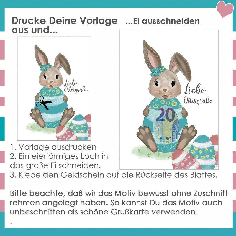 Osterbastelei, Bastelidee zu Ostern, Hase, Lamm, Frühling, Geld verschenken, Geldgeschenk. Ein Wunscherfüller fürs Osternest.