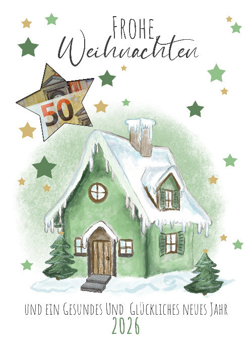 Geldgeschenk Download Lebkuchenhaus Vorlage für Weihnachten, sofort ausdrucken und verschenken