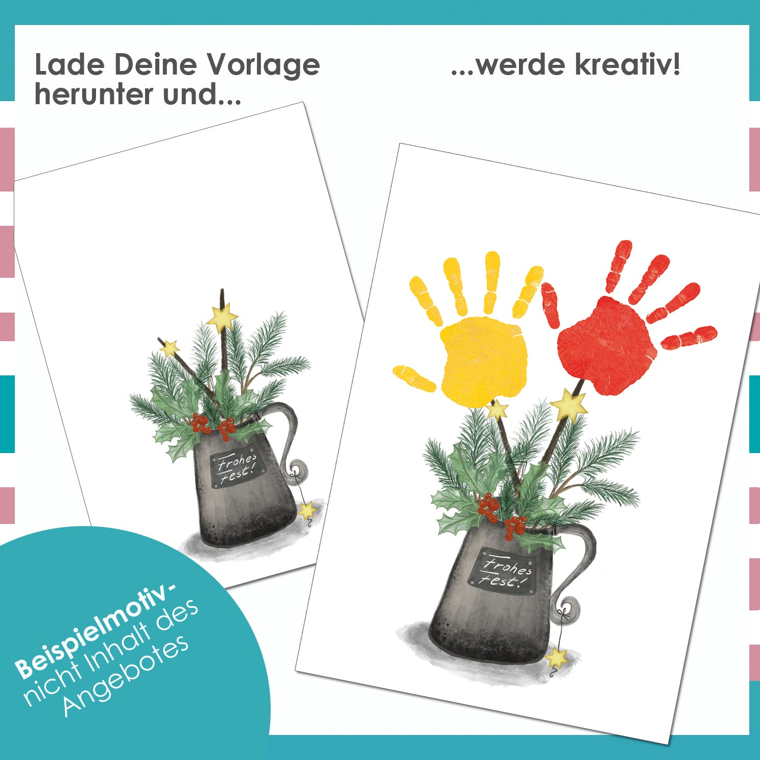 Handabdruck Weihnachten Vorlage Download Diy Geschenk für Oma und Opa 