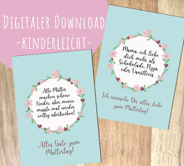 Wunderschöner Blumengruß zum Muttertag. Statt Blumen, Zeit statt Zeug, Download Vorlage Mutter, liebste Mama der Welt. Geschenkidee Postkarte