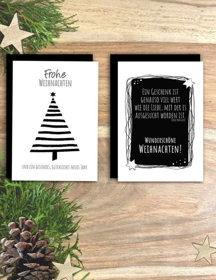 Weihnachten Postkarte schwarz weiss