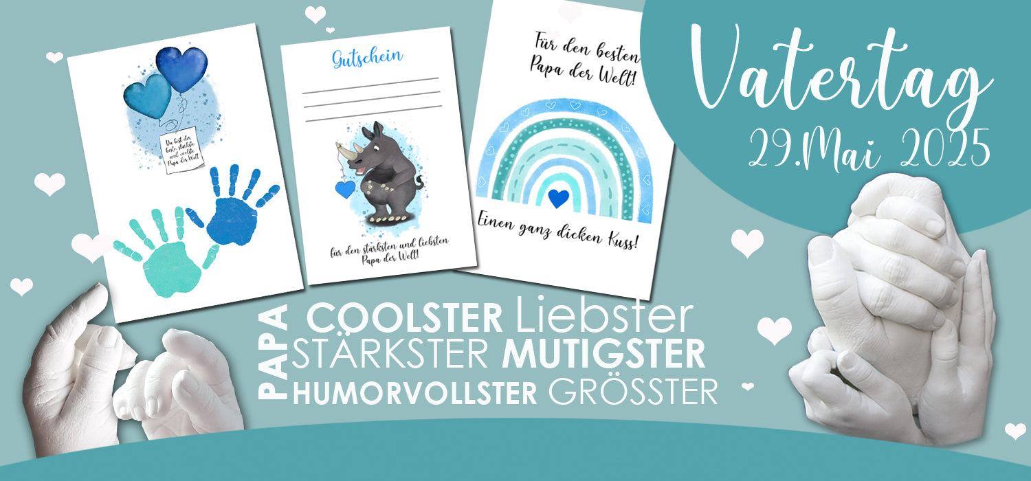 Vatertag Geschenkidee, Download Vorlage für Handabdruck als DIY Geschenk an Papa, Abdruck Hand selbermachen, Gutschein für coolen Vater, Papa