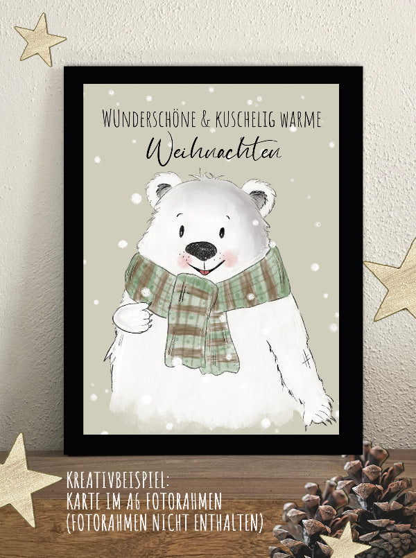 Weihnachten Eisbär Motiv Postkarte