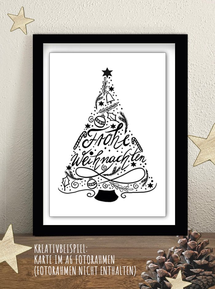Weihnachtskarte a6 schwarz weiß weihnachten kalligraphie