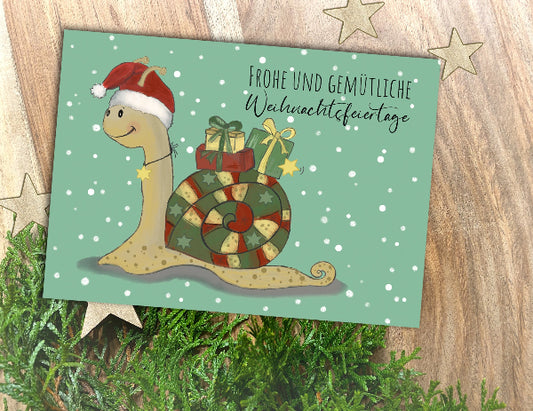 Weihnachtskarte SCHLURFI die Weihnachtsschnecke , A6