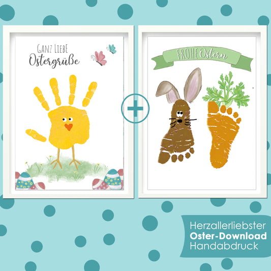 Ostern Download, Handabdruck Küken, Fußabdruck Baby Hase mit Ohren, Karotte und Möhren Vorlage für Abdruck Hand, Osterküken gelb, A4 Pdf, Geschenk Oma und Opa, Ostergeschenk, Bastelidee, Geschenkidee