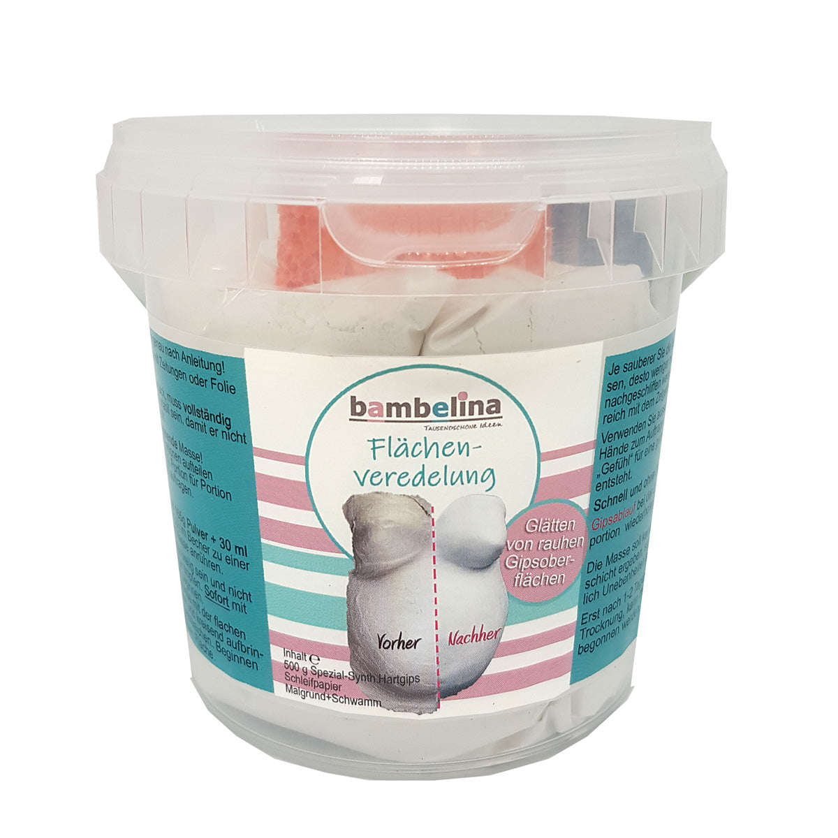bambelina® Flächenveredelung, glätten, schleifen, versiegeln. Gipsabdruck Babybauch veredeln..