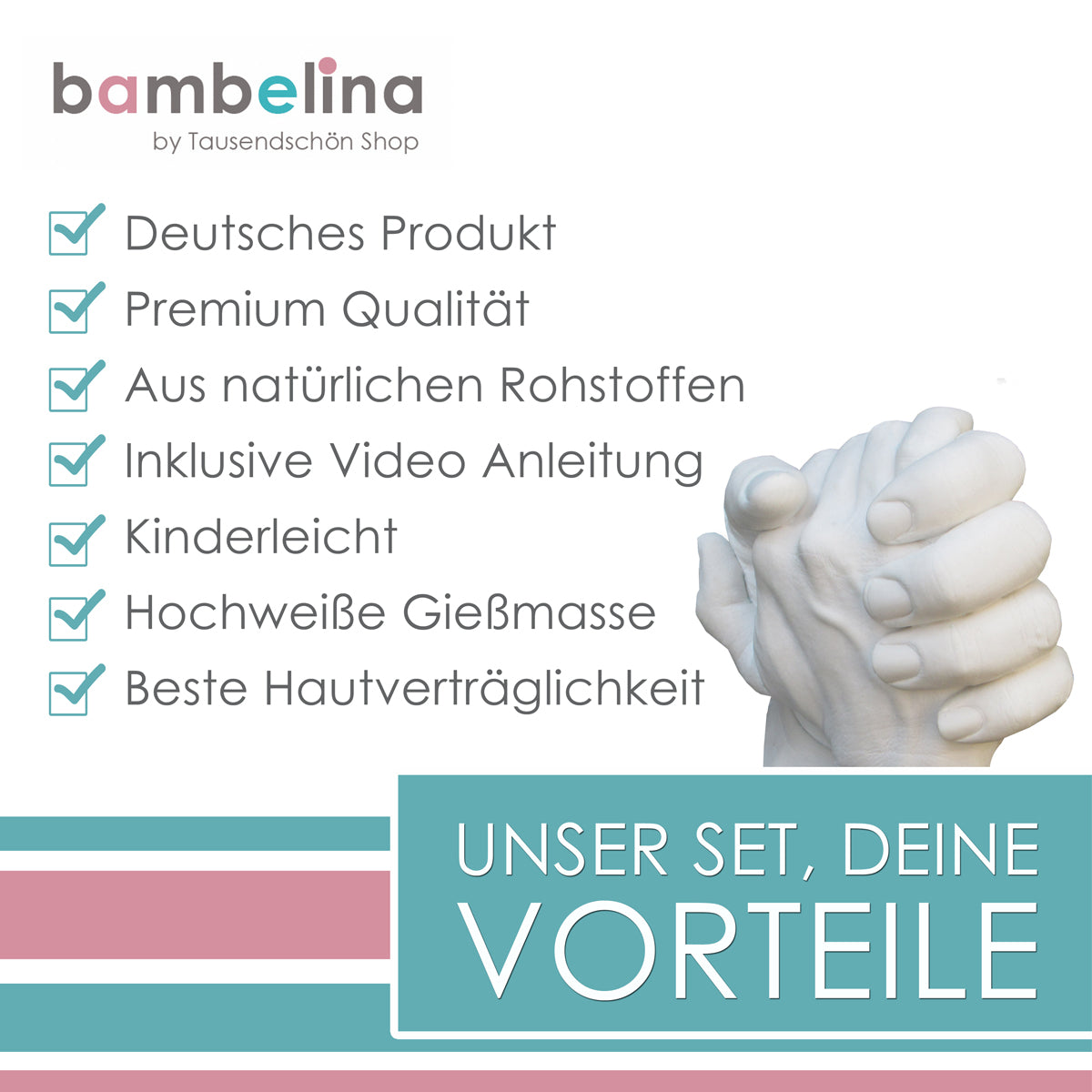 Handabdruck-Set Wir Zwei für Paare, Geschwister oder Familien mit einem Kind, Art. Nr. 1008