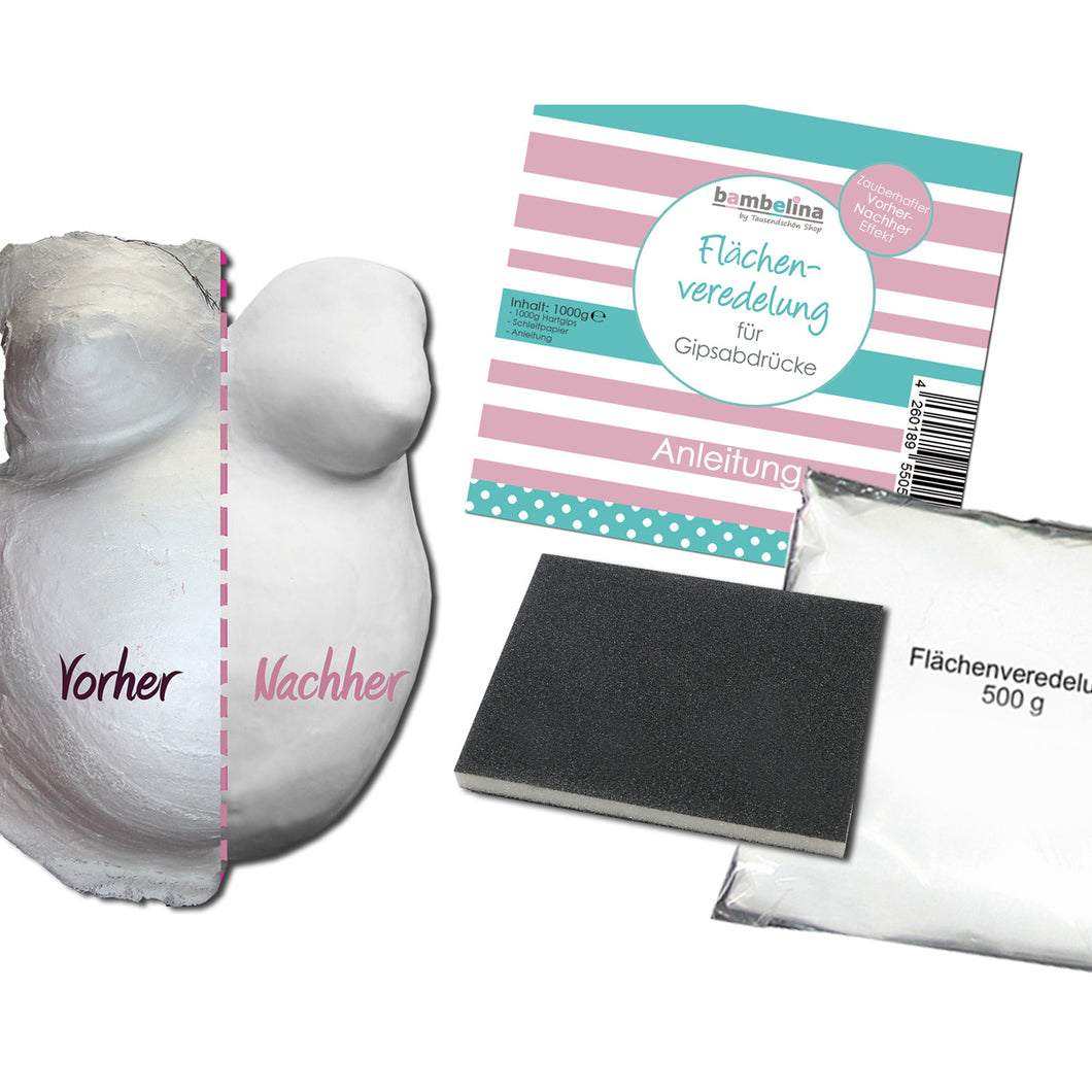 Flächenveredelungs-Set zum Glätten und veredeln eines Babybauch - Gipsabdruckes