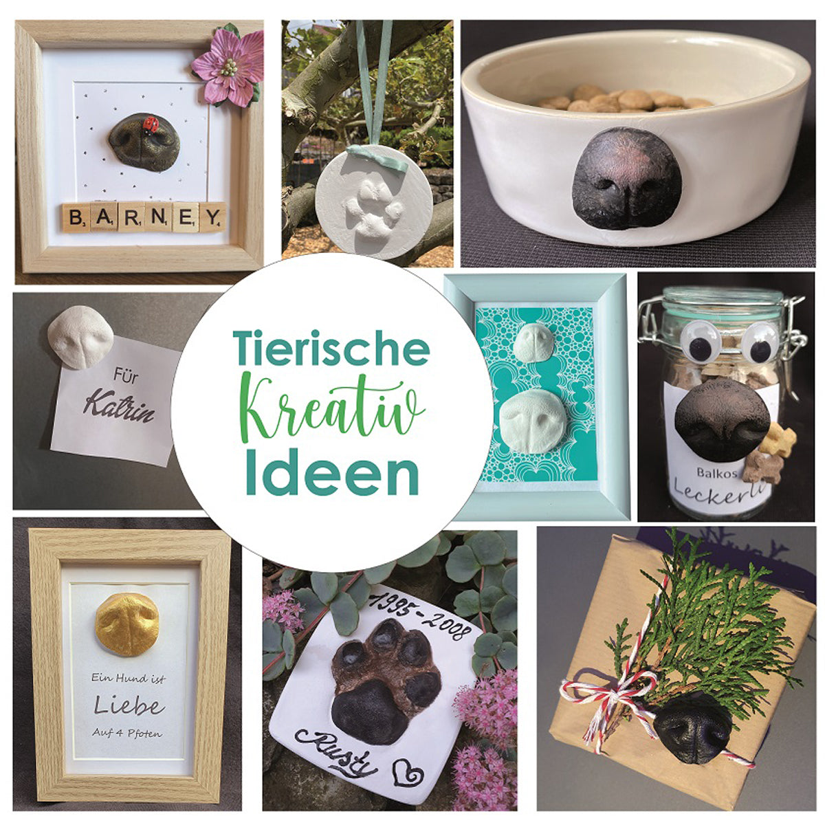 Gipsabdruck Set Hundepfote und Hundeschnauze in 3D, Abdruck Hund für Pfotengröße XS bis M, Art. 1038