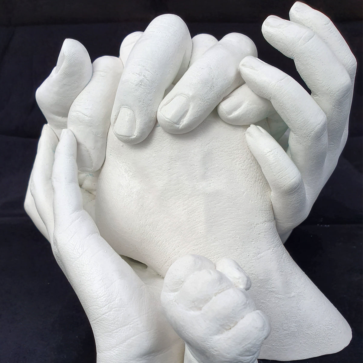 3D-Handabdruck-Set bambelina®  für Familien, Gipsabdsdruck von 2 Erwachsenen und bis zu 3 Kinderhänden