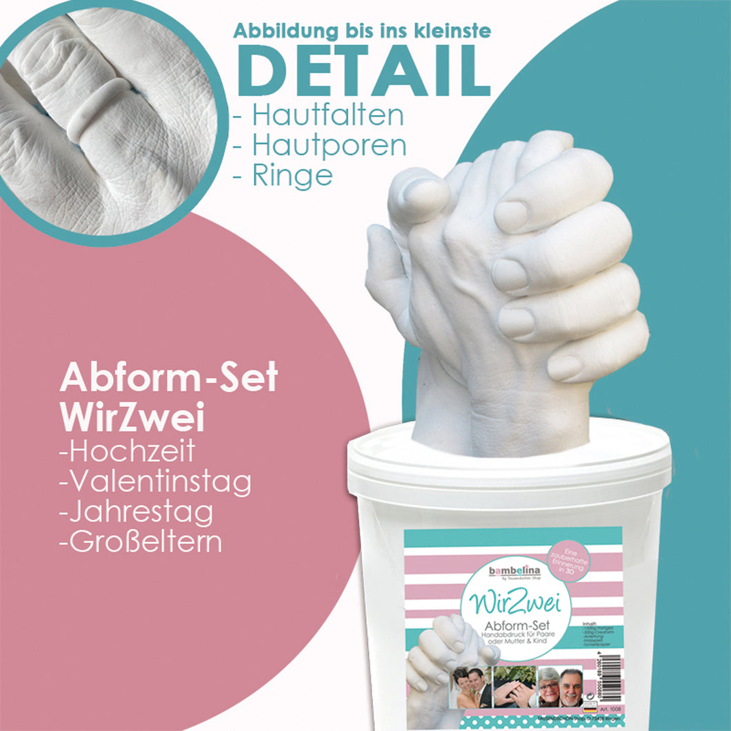 Handabdruck-Set Wir Zwei für Paare, Geschwister oder Familien mit einem Kind, Art. Nr. 1008