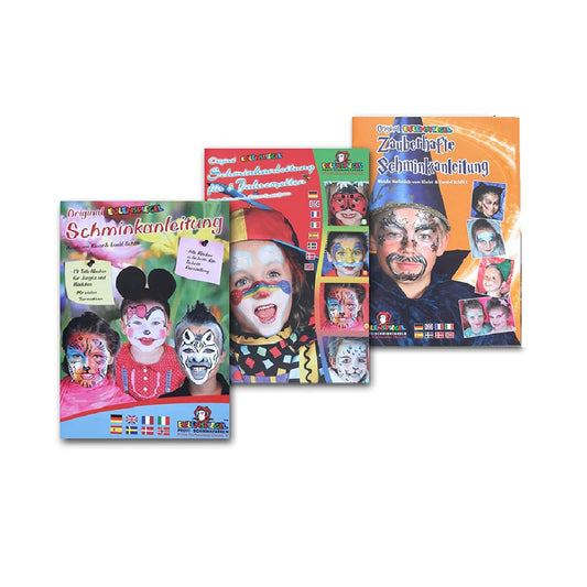 Eulenspiegel Schminkanleitung Set, Original Schminkanleitung, Zauberhafte Schminkanleitung, Jahreszeiten. Beste Schminkanleitung für Kinderschminken. Günstig, billig Vorteilspreis. Kinderschminken, Tipps, Motive, Vorlagen, Schritt für Schritt, einfache Motive, Jungs, Mädchen, Spiderman, Einhorn, Prinzessin, Fee, Tiger, 
