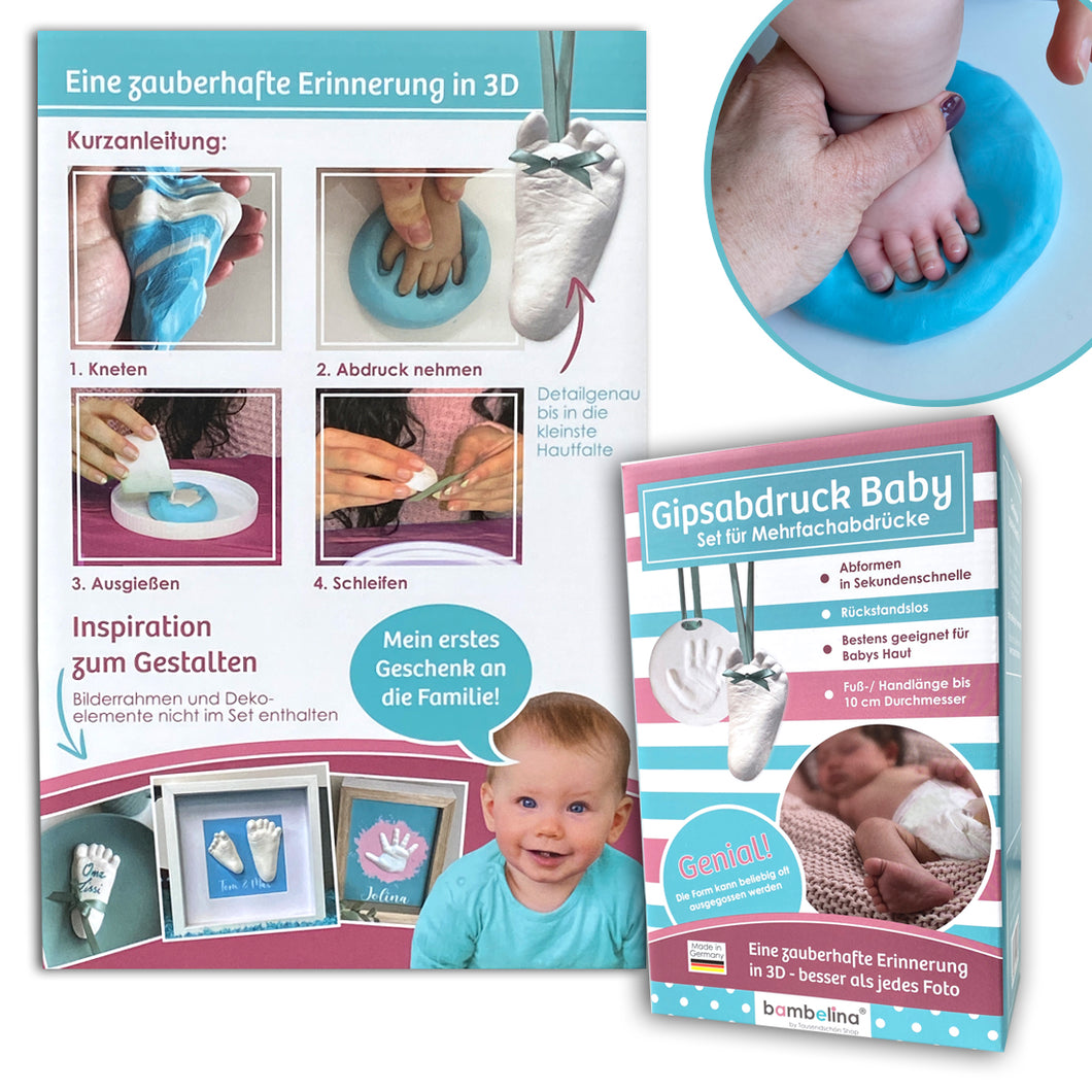 Handabdruck Set für Mehrfachabdrücke von Säugling/ Babys Hand und Fuß ( bis 10 cm) , Art.Nr. 1039